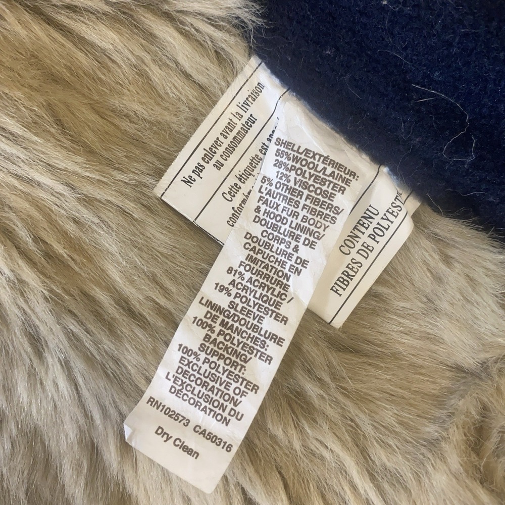 Hollister Y2K Navy Faux Fur Lined Hooded Toggle Jacket Size L - Picture 6 of 10